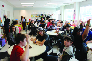 YMCA Academy students in cafeteria during annual Feast of Thanks celebration