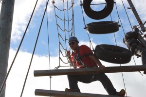 YMCA Academy student on the vertical playground at YMCA Cedar Glen Outdoor Centre