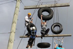 YMCA Academy students on the vertical playground at YMCA Cedar Glen Outdoor Centre