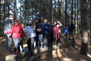 YMCA Academy students on the low ropes course at YMCA Cedar Glen Outdoor Centre