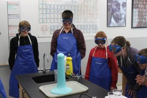 YMCA Academy students observing a lab demonstration in science class