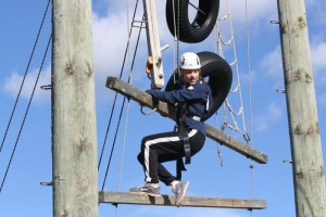 YMCA Academy student uses the vertical playground at YMCA Cedar Glen outdoor centre