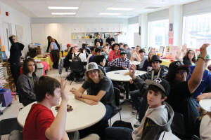 YMCA Academy students at the school's annual Feast of Thanks in the cafeteria