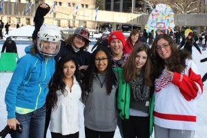 YMCA Academy students skating at Nathan Phillips Square