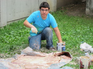 YMCA Academy student taking part in outdoor art class