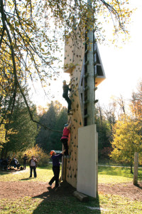 YMCA Academy students use the climbing wall at YMCA Cedar Glen Outdoor Centre