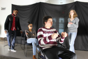 YMCA Academy drama students rehearsing a production